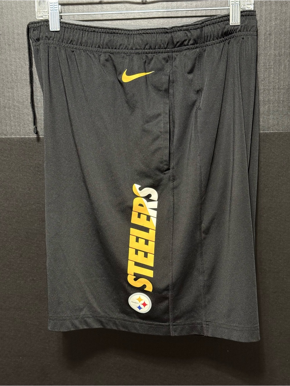 📣Nike Vintage NFL Equipment Black DriFIT Steelers Training Shorts